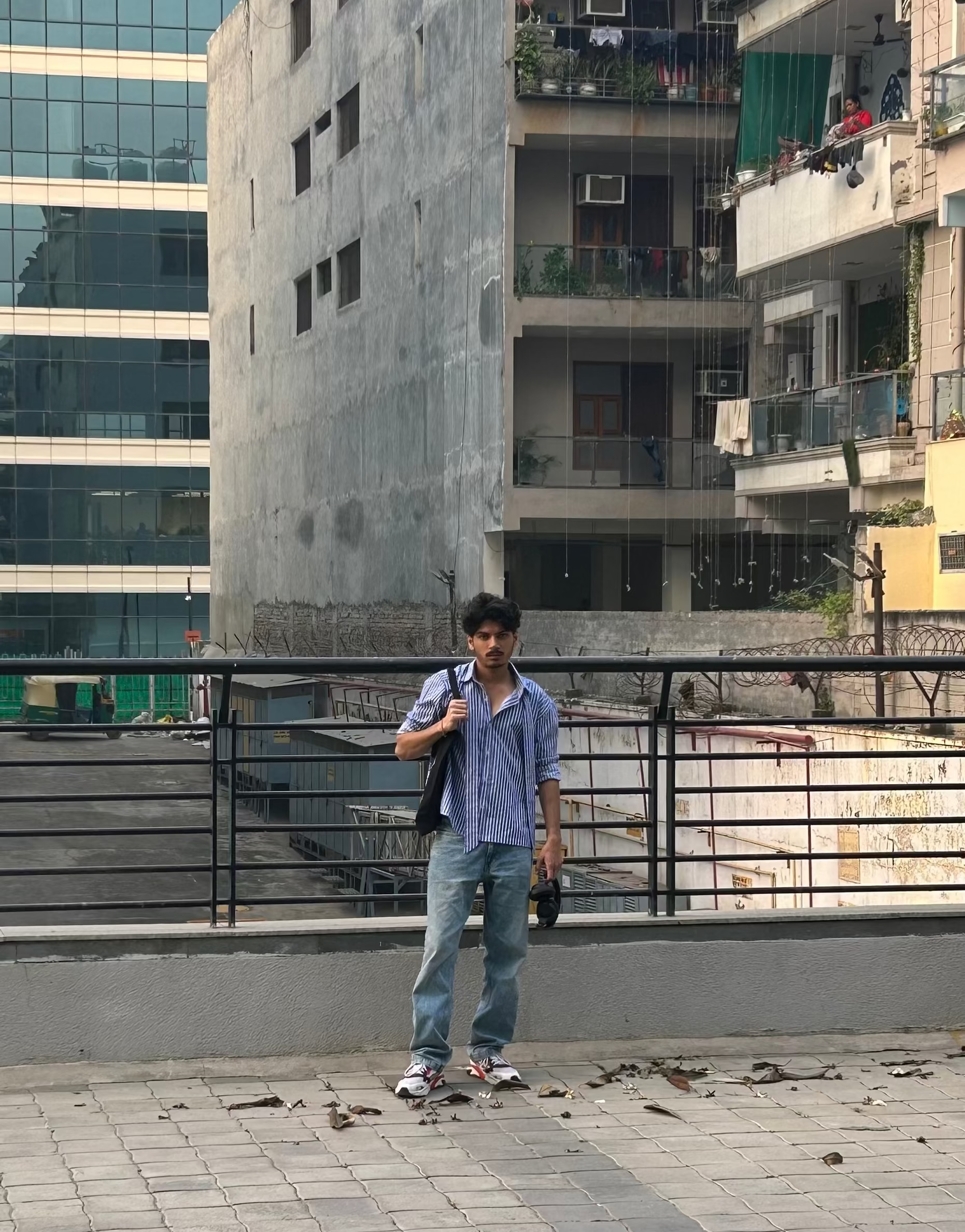 Man wearing blue striped shirt by Nirvaaya called Monday Blues